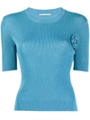 Marco De Vincenzo Short-sleeve Fitted Jumper In Blue
