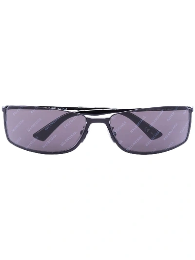 Balenciaga Rectangular-frame Logo-print Sunglasses In Black