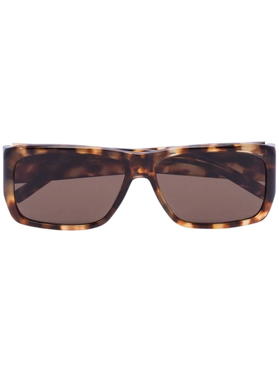Saint Laurent Brown Lenny 366 Rectangular Sunglasses