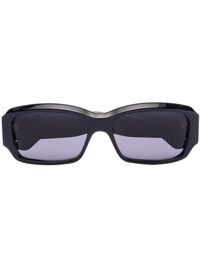 Gucci Black Havana Rectangle Sunglasses