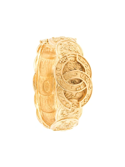 Pre-owned Chanel 1996 Cc Coin Bangle In Gold