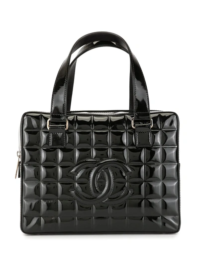 Pre-owned Chanel 2002 Choco Bar Cc Tote In Black