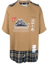 Miharayasuhiro Plaid Hem T-shirt In Brown