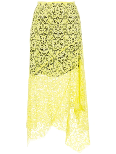 Marques' Almeida Lace Layered Midi Skirt In Yellow