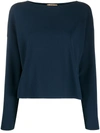 Nuur Ribbed Knit Long Sleeve Jumper In Blue