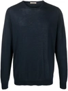 Nuur Cotton Crepe Sweater L/s Crew Neck In Blue