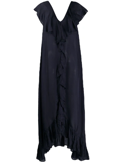 Mes Demoiselles Sleeveless Ruffle Dress In Blue