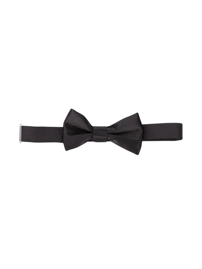 Paolo Pecora Kids' Plain Ribbed Bow Tie In Black