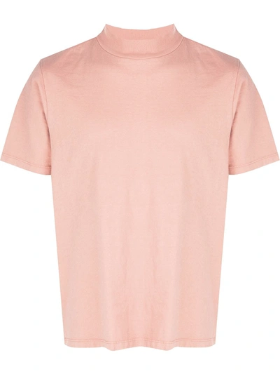 Les Tien Mock Neck Cotton T-shirt In Pink