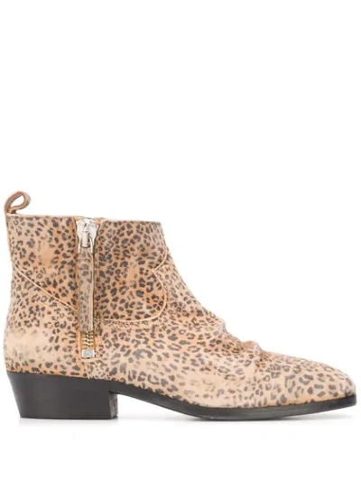 Golden Goose Leopard Ankle Boots In Neutrals