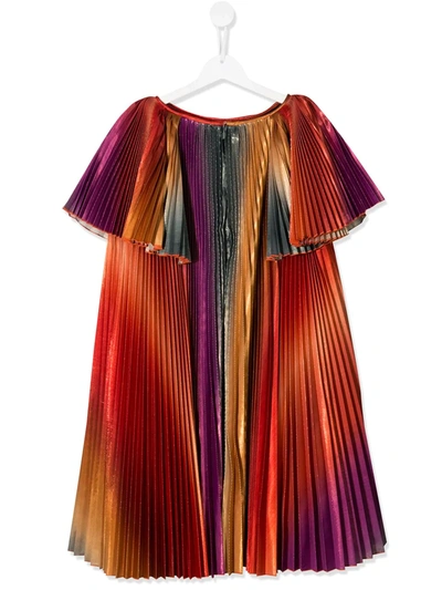 Givenchy Kids' Pleated Ombre Dress In Orange