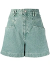 Isabel Marant Esquia High-waisted Denim Shorts In Green