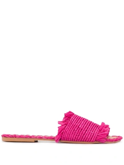 Manebi Fringed Slip-on Sandals In Pink