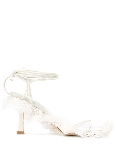 Magda Butrym Lace-trimmed Lace-up Sandals In Neutrals