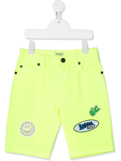 Kenzo Teen Patch-embellished Shorts In Yellow