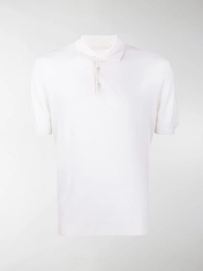 Brett Johnson Short-sleeved Knitted Polo Shirt In White
