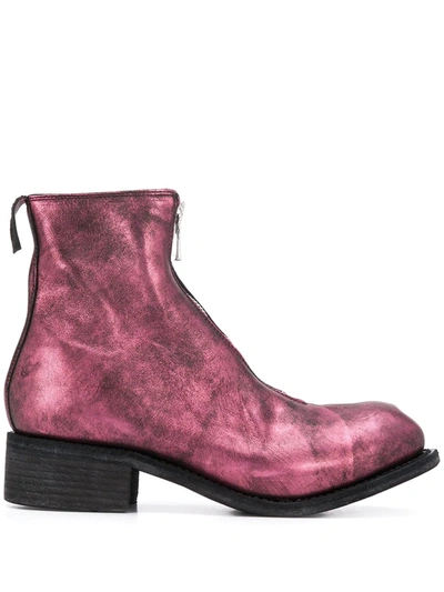 Guidi Metallic Ankle Boots In Purple