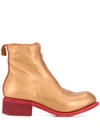 Guidi Metallic Ankle Boots In Gold