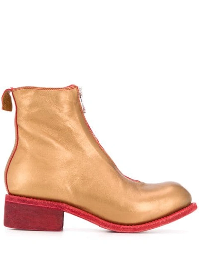 Guidi Metallic Ankle Boots In Gold
