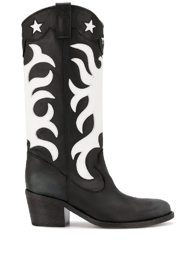 Via Roma 15 Knee-length Western Style Boots In Black