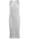 Marco De Vincenzo Pleated Fitted Midi Dress In Silver