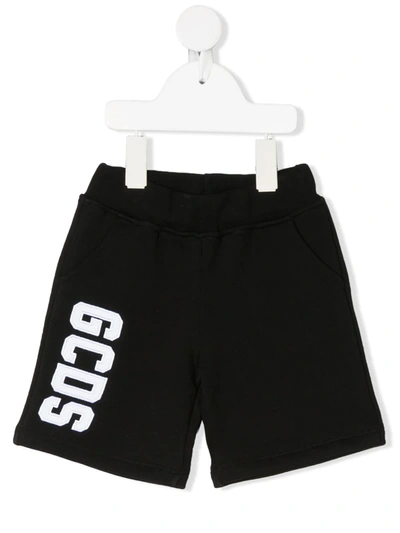 Gcds Babies' Embroidered Logo Shorts In Nero