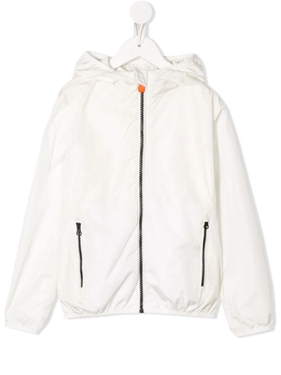 Save The Duck Kids' Long Sleeve Zip Up Jacket In White