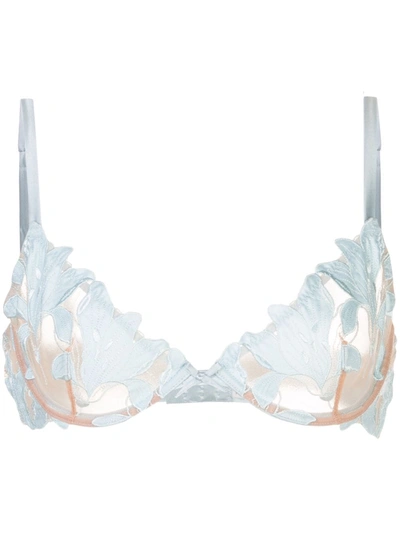 Fleur Du Mal Lily Plunge Demi Bra In Blue