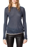 Zadig & Voltaire Willy Gold Long-sleeve Tee In Marine