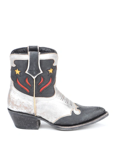 Ash Petrasw02 Texan Ankle Boots In Silver Leather In Black