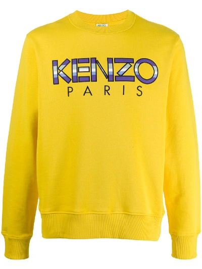 Kenzo Sweatshirt With Embroidered Logo In Yellow