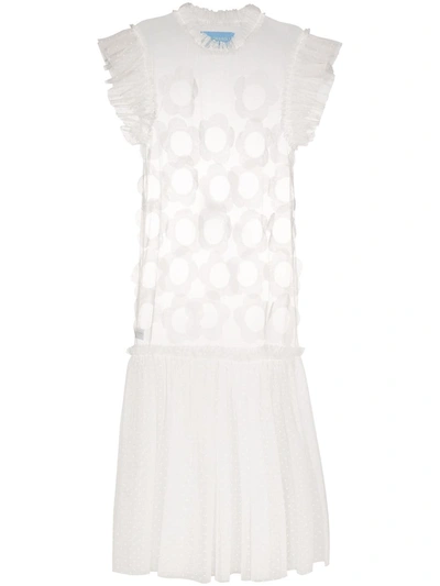 Viktor & Rolf Petal Appliqué Sheer Tulle Midi Dress In White