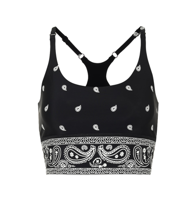 Adam Selman Sport Paisley-print Performance Crop Top In Black