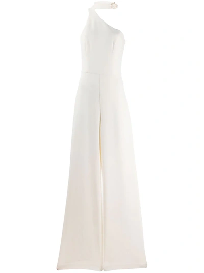 Zimmermann One-shoulder Stretch-crepe Wide-leg Jumpsuit In Ivory