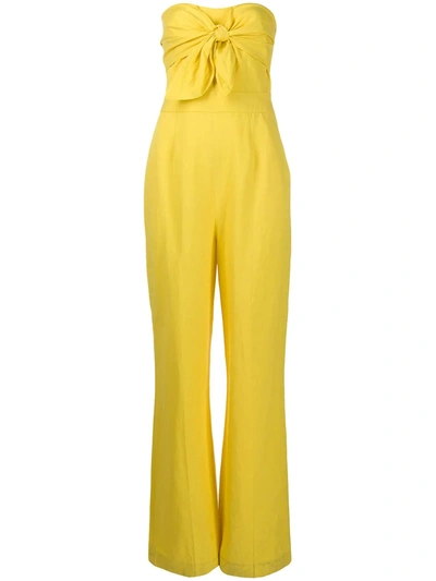 Derek Lam 10 Crosby Alene Tie-front Strapless Jumpsuit In Yellow