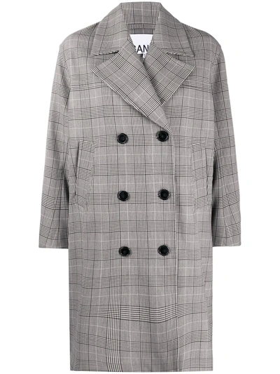 Ganni Oversize Double Breasted Coat In Grey