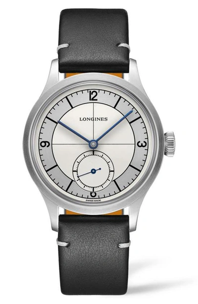Longines Heritage Classic Automatic Leather Strap Watch, 38.5mm In White/black
