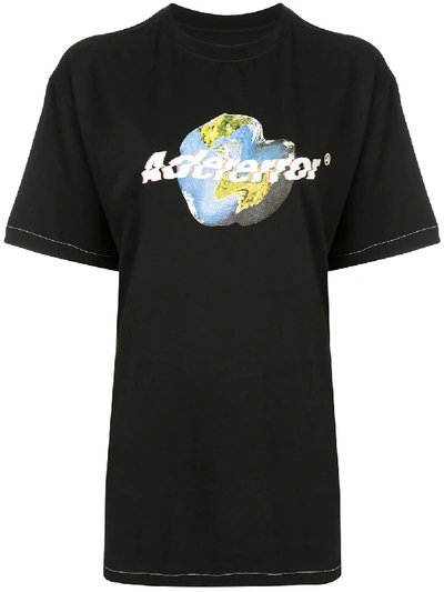 Ader Error Earth Print T-shirt In Black