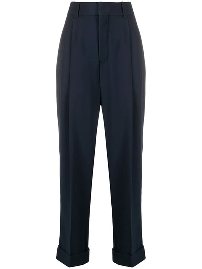 Chloé High-waisted Cropped Trousers In Blue