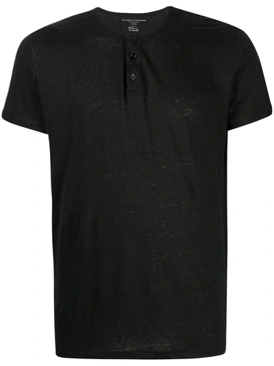 Majestic Short-sleeve Henley Shirt In Black