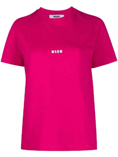 Msgm Logo Print T-shirt In Pink