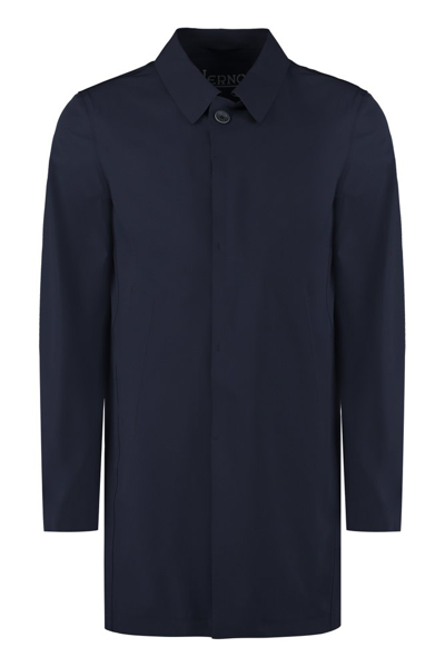 Herno Single-breasted Coat In Blue Navy