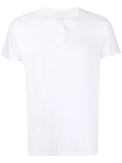 Majestic T-shirt Mit Henley-kragen In White
