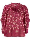 Ulla Johnson Tasselled Floral-print Blouse In Red