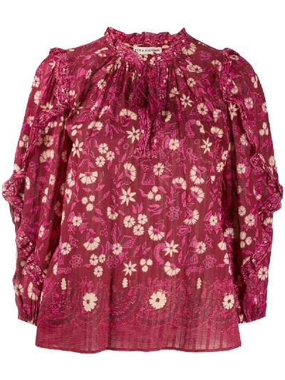 Ulla Johnson Tasselled Floral-print Blouse In Red