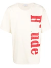 Rhude Crew Neck Logo Printed T-shirt In Neutrals
