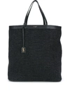 Saint Laurent Raffia Tote Bag In Black