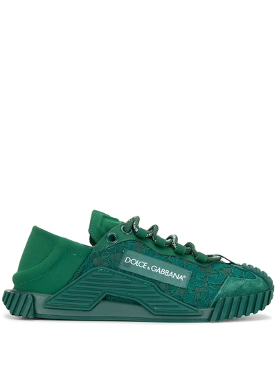 Dolce & Gabbana Ns1 Slip On Sneakers In Mixed Materials In Green