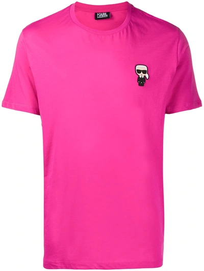 Karl Lagerfeld Logo-patch Crew Neck T-shirt In Pink