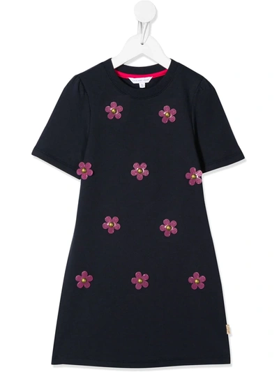 Little Marc Jacobs Kids' Flower-appliqué Dress In Blue